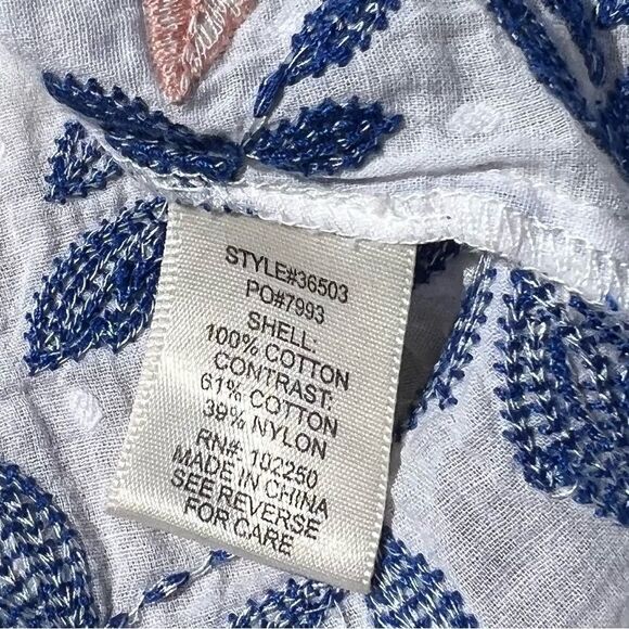 Skies are Blue Embroidered Tank Top | Size: Small | Color: White - Picture 5 of 5